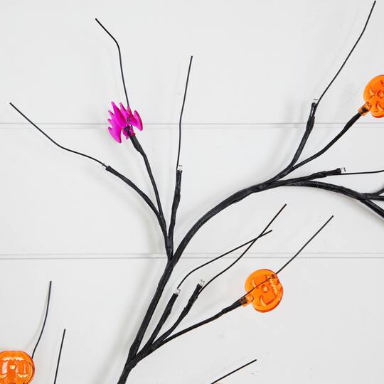 6.5ft. Artificial Halloween Twig Garland with 57 Orange and Purple LED Lights